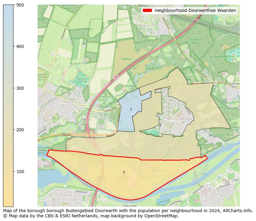 Image of the neighbourhood Doorwerthse Waarden at the map. This image is used as introduction to this page. This page shows a lot of information about the population in the neighbourhood Doorwerthse Waarden (such as the distribution by age groups of the residents, the composition of households, whether inhabitants are natives or Dutch with an immigration background, data about the houses (numbers, types, price development, use, type of property, ...) and more (car ownership, energy consumption, ...) based on open data from the Dutch Central Bureau of Statistics and various other sources!