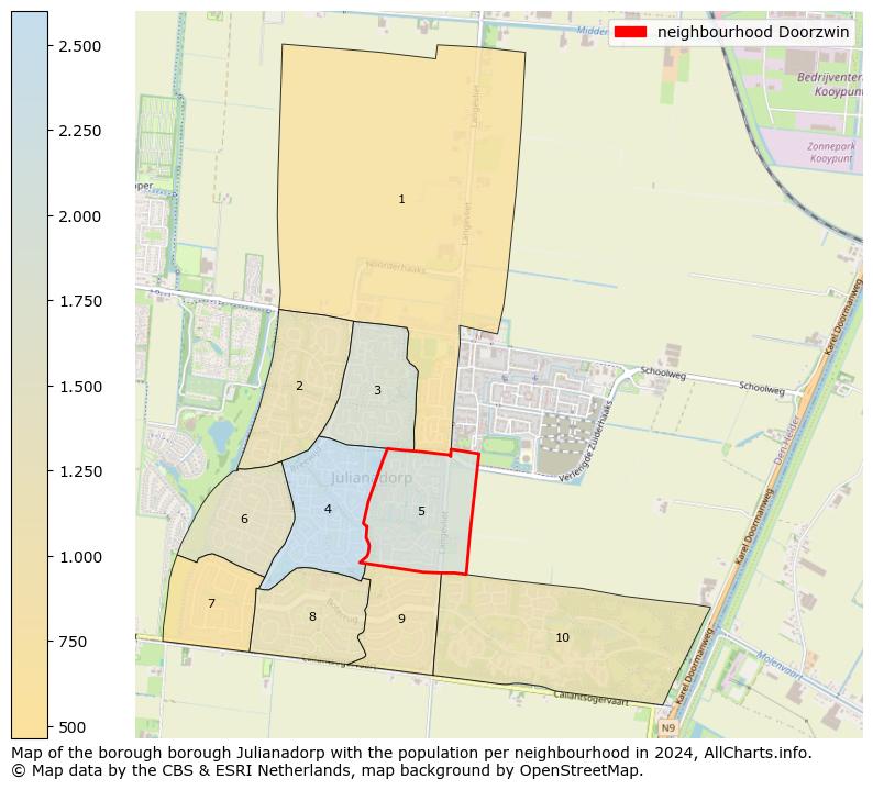 Image of the neighbourhood Doorzwin at the map. This image is used as introduction to this page. This page shows a lot of information about the population in the neighbourhood Doorzwin (such as the distribution by age groups of the residents, the composition of households, whether inhabitants are natives or Dutch with an immigration background, data about the houses (numbers, types, price development, use, type of property, ...) and more (car ownership, energy consumption, ...) based on open data from the Dutch Central Bureau of Statistics and various other sources!