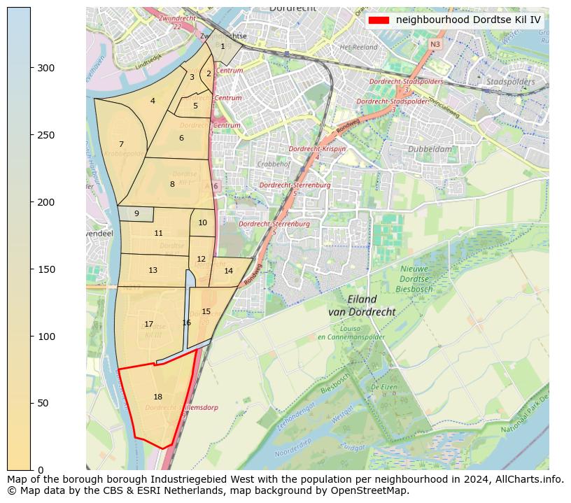 Image of the neighbourhood Dordtse Kil IV at the map. This image is used as introduction to this page. This page shows a lot of information about the population in the neighbourhood Dordtse Kil IV (such as the distribution by age groups of the residents, the composition of households, whether inhabitants are natives or Dutch with an immigration background, data about the houses (numbers, types, price development, use, type of property, ...) and more (car ownership, energy consumption, ...) based on open data from the Dutch Central Bureau of Statistics and various other sources!