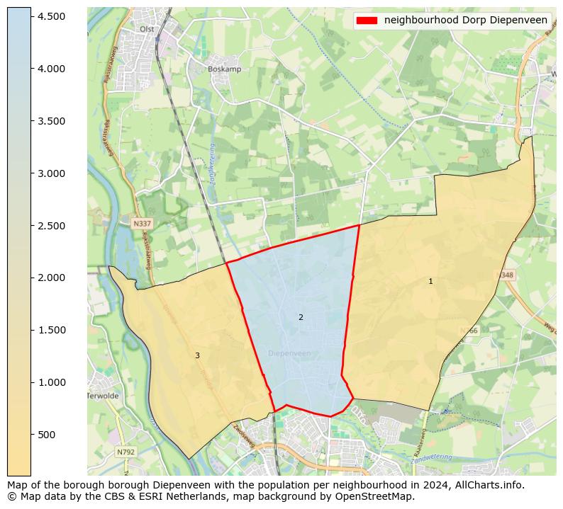 Image of the neighbourhood Dorp Diepenveen at the map. This image is used as introduction to this page. This page shows a lot of information about the population in the neighbourhood Dorp Diepenveen (such as the distribution by age groups of the residents, the composition of households, whether inhabitants are natives or Dutch with an immigration background, data about the houses (numbers, types, price development, use, type of property, ...) and more (car ownership, energy consumption, ...) based on open data from the Dutch Central Bureau of Statistics and various other sources!