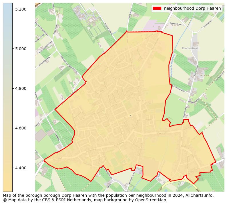 Image of the neighbourhood Dorp Haaren at the map. This image is used as introduction to this page. This page shows a lot of information about the population in the neighbourhood Dorp Haaren (such as the distribution by age groups of the residents, the composition of households, whether inhabitants are natives or Dutch with an immigration background, data about the houses (numbers, types, price development, use, type of property, ...) and more (car ownership, energy consumption, ...) based on open data from the Dutch Central Bureau of Statistics and various other sources!