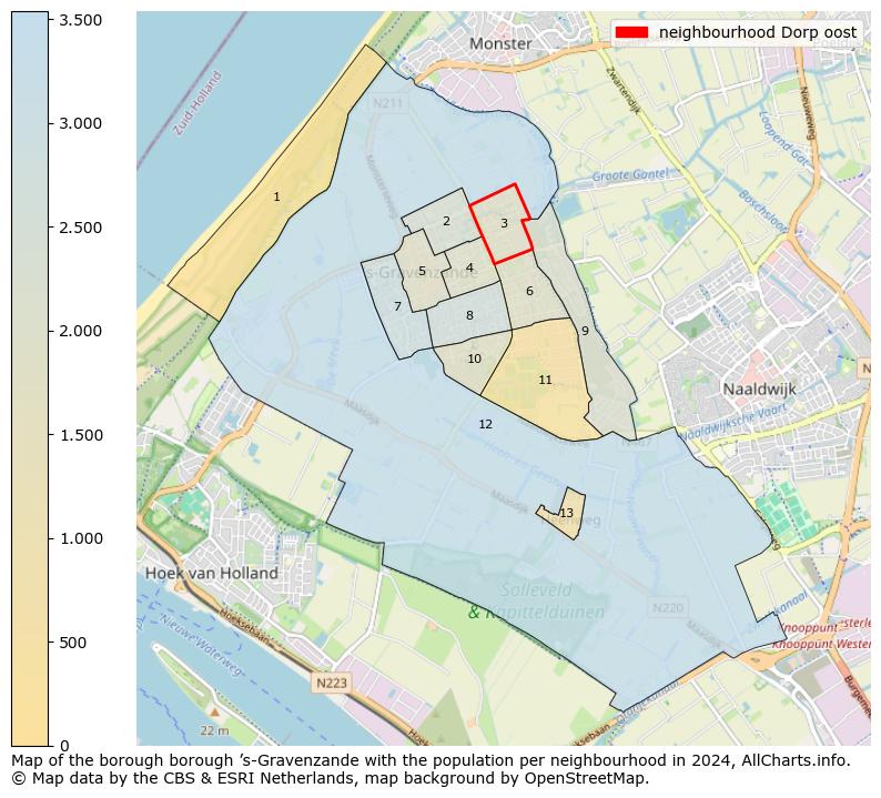 Image of the neighbourhood Dorp oost at the map. This image is used as introduction to this page. This page shows a lot of information about the population in the neighbourhood Dorp oost (such as the distribution by age groups of the residents, the composition of households, whether inhabitants are natives or Dutch with an immigration background, data about the houses (numbers, types, price development, use, type of property, ...) and more (car ownership, energy consumption, ...) based on open data from the Dutch Central Bureau of Statistics and various other sources!