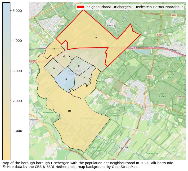 Image of the neighbourhood Driebergen - Heidestein-Bornia-Noordhout at the map. This image is used as introduction to this page. This page shows a lot of information about the population in the neighbourhood Driebergen - Heidestein-Bornia-Noordhout (such as the distribution by age groups of the residents, the composition of households, whether inhabitants are natives or Dutch with an immigration background, data about the houses (numbers, types, price development, use, type of property, ...) and more (car ownership, energy consumption, ...) based on open data from the Dutch Central Bureau of Statistics and various other sources!