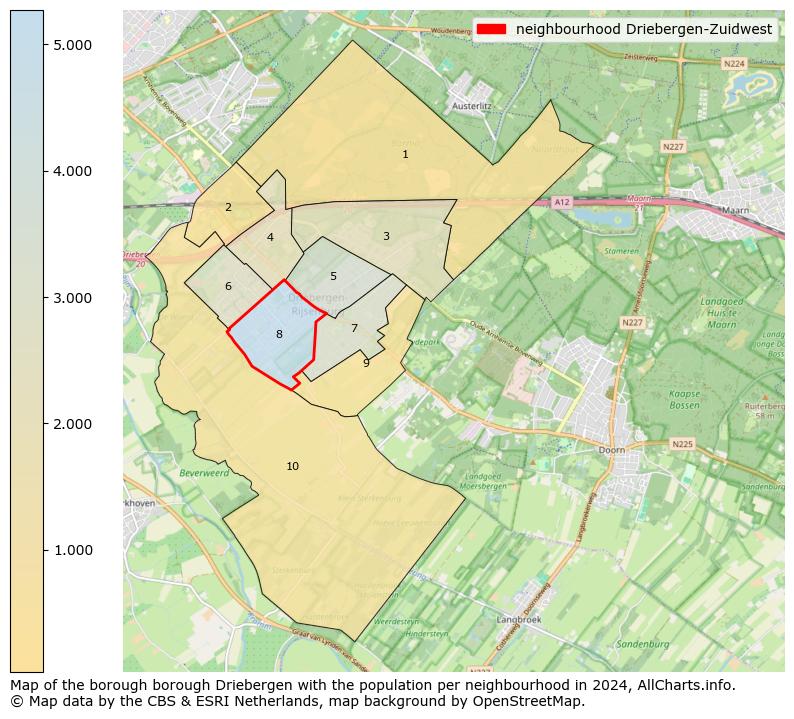 Image of the neighbourhood Driebergen-Zuidwest at the map. This image is used as introduction to this page. This page shows a lot of information about the population in the neighbourhood Driebergen-Zuidwest (such as the distribution by age groups of the residents, the composition of households, whether inhabitants are natives or Dutch with an immigration background, data about the houses (numbers, types, price development, use, type of property, ...) and more (car ownership, energy consumption, ...) based on open data from the Dutch Central Bureau of Statistics and various other sources!