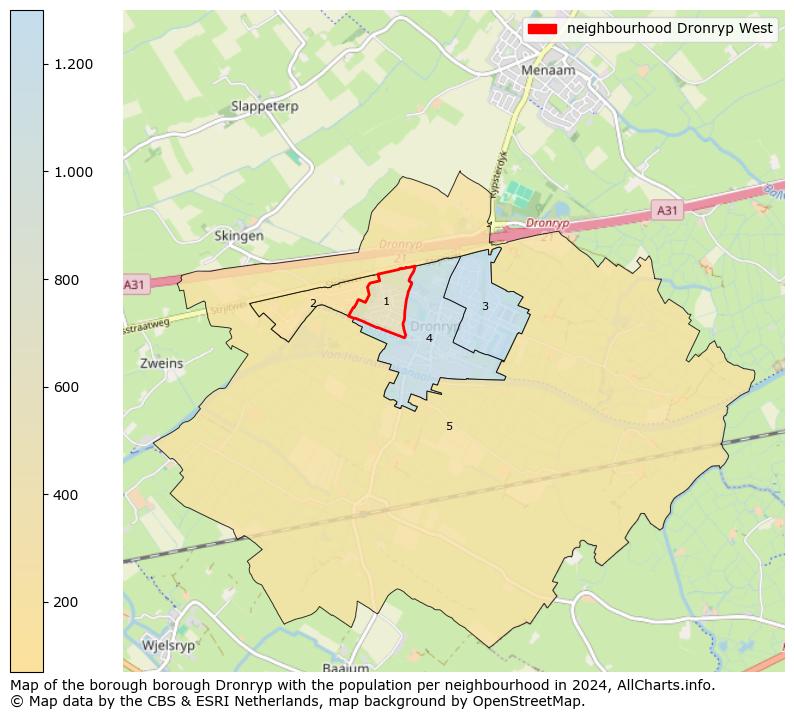 Image of the neighbourhood Dronryp West at the map. This image is used as introduction to this page. This page shows a lot of information about the population in the neighbourhood Dronryp West (such as the distribution by age groups of the residents, the composition of households, whether inhabitants are natives or Dutch with an immigration background, data about the houses (numbers, types, price development, use, type of property, ...) and more (car ownership, energy consumption, ...) based on open data from the Dutch Central Bureau of Statistics and various other sources!