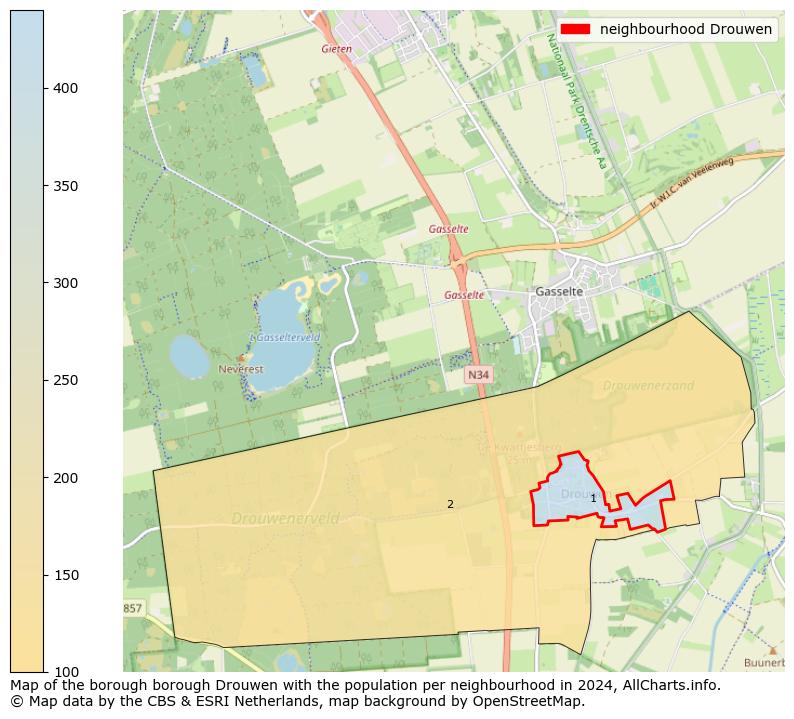 Image of the neighbourhood Drouwen at the map. This image is used as introduction to this page. This page shows a lot of information about the population in the neighbourhood Drouwen (such as the distribution by age groups of the residents, the composition of households, whether inhabitants are natives or Dutch with an immigration background, data about the houses (numbers, types, price development, use, type of property, ...) and more (car ownership, energy consumption, ...) based on open data from the Dutch Central Bureau of Statistics and various other sources!