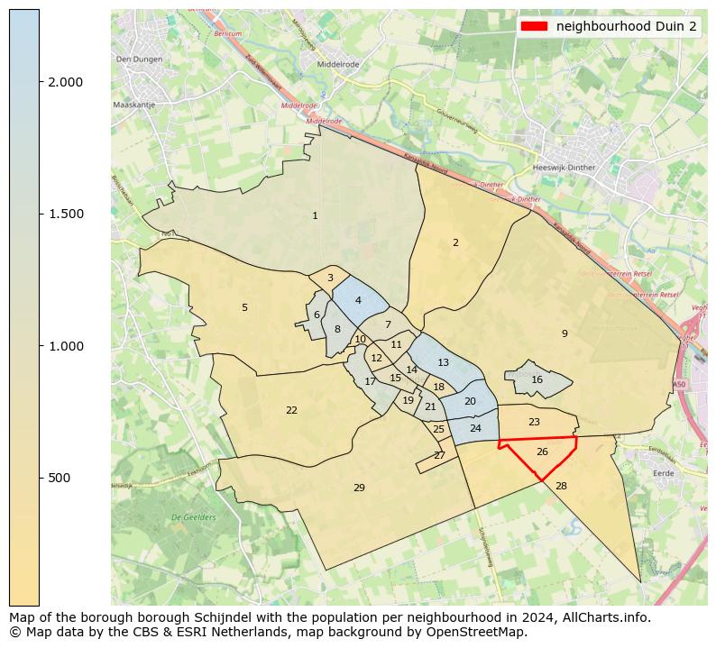 Image of the neighbourhood Duin 2 at the map. This image is used as introduction to this page. This page shows a lot of information about the population in the neighbourhood Duin 2 (such as the distribution by age groups of the residents, the composition of households, whether inhabitants are natives or Dutch with an immigration background, data about the houses (numbers, types, price development, use, type of property, ...) and more (car ownership, energy consumption, ...) based on open data from the Dutch Central Bureau of Statistics and various other sources!