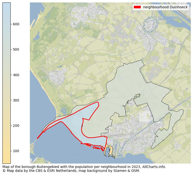 Map of the borough Buitengebied with the population per neighbourhood in 2023. This page shows a lot of information about residents (such as the distribution by age groups, family composition, gender, native or Dutch with an immigration background, ...), homes (numbers, types, price development, use, type of property, ...) and more (car ownership, energy consumption, ...) based on open data from the Dutch Central Bureau of Statistics and various other sources!