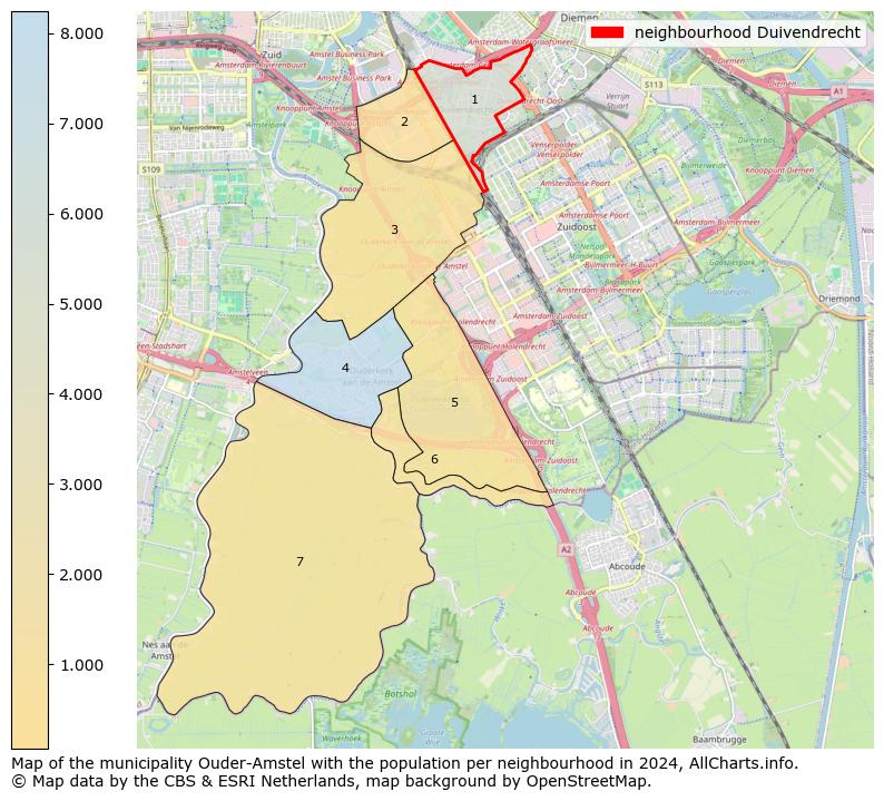 Image of the neighbourhood Duivendrecht at the map. This image is used as introduction to this page. This page shows a lot of information about the population in the neighbourhood Duivendrecht (such as the distribution by age groups of the residents, the composition of households, whether inhabitants are natives or Dutch with an immigration background, data about the houses (numbers, types, price development, use, type of property, ...) and more (car ownership, energy consumption, ...) based on open data from the Dutch Central Bureau of Statistics and various other sources!