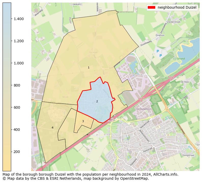 Image of the neighbourhood Duizel at the map. This image is used as introduction to this page. This page shows a lot of information about the population in the neighbourhood Duizel (such as the distribution by age groups of the residents, the composition of households, whether inhabitants are natives or Dutch with an immigration background, data about the houses (numbers, types, price development, use, type of property, ...) and more (car ownership, energy consumption, ...) based on open data from the Dutch Central Bureau of Statistics and various other sources!