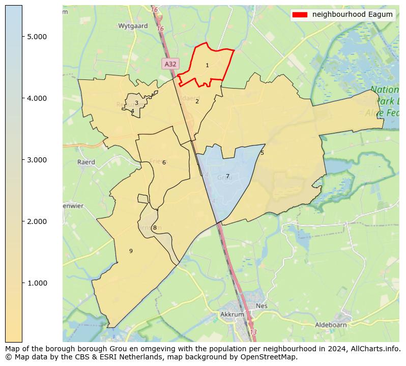 Image of the neighbourhood Eagum at the map. This image is used as introduction to this page. This page shows a lot of information about the population in the neighbourhood Eagum (such as the distribution by age groups of the residents, the composition of households, whether inhabitants are natives or Dutch with an immigration background, data about the houses (numbers, types, price development, use, type of property, ...) and more (car ownership, energy consumption, ...) based on open data from the Dutch Central Bureau of Statistics and various other sources!