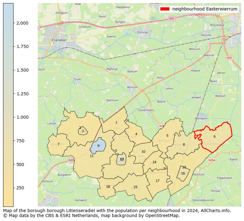 Image of the neighbourhood Easterwierrum at the map. This image is used as introduction to this page. This page shows a lot of information about the population in the neighbourhood Easterwierrum (such as the distribution by age groups of the residents, the composition of households, whether inhabitants are natives or Dutch with an immigration background, data about the houses (numbers, types, price development, use, type of property, ...) and more (car ownership, energy consumption, ...) based on open data from the Dutch Central Bureau of Statistics and various other sources!