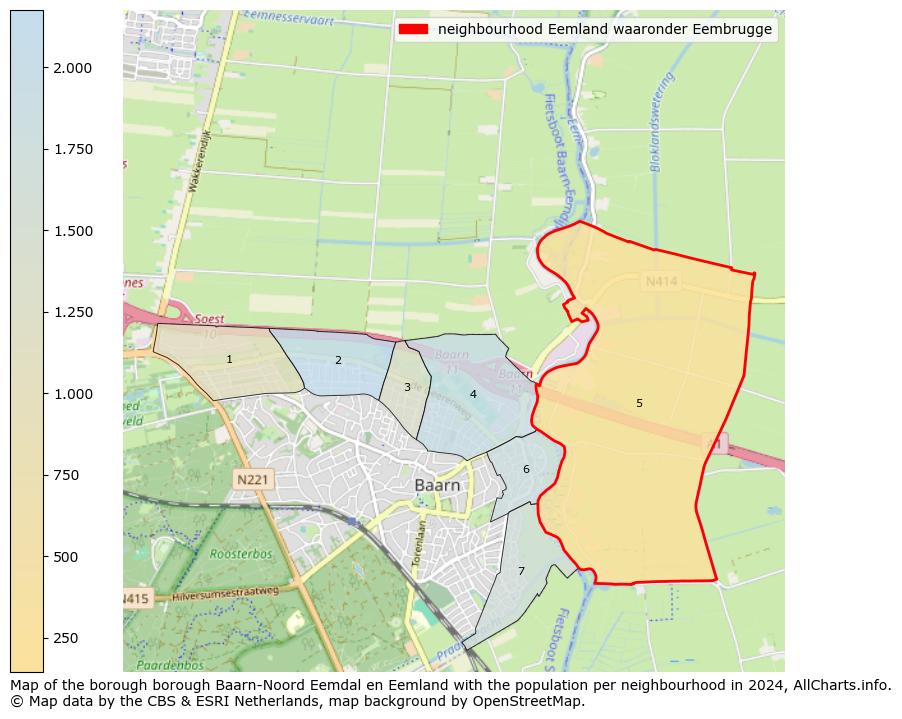 Image of the neighbourhood Eemland waaronder Eembrugge at the map. This image is used as introduction to this page. This page shows a lot of information about the population in the neighbourhood Eemland waaronder Eembrugge (such as the distribution by age groups of the residents, the composition of households, whether inhabitants are natives or Dutch with an immigration background, data about the houses (numbers, types, price development, use, type of property, ...) and more (car ownership, energy consumption, ...) based on open data from the Dutch Central Bureau of Statistics and various other sources!