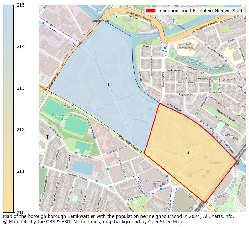 Image of the neighbourhood Eemplein-Nieuwe Stad at the map. This image is used as introduction to this page. This page shows a lot of information about the population in the neighbourhood Eemplein-Nieuwe Stad (such as the distribution by age groups of the residents, the composition of households, whether inhabitants are natives or Dutch with an immigration background, data about the houses (numbers, types, price development, use, type of property, ...) and more (car ownership, energy consumption, ...) based on open data from the Dutch Central Bureau of Statistics and various other sources!