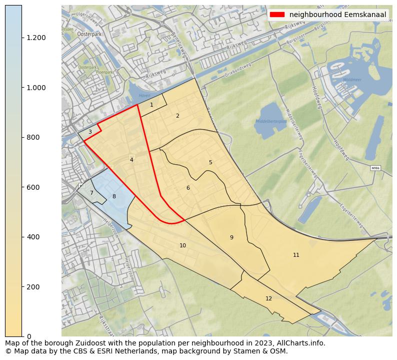 Map of the borough Zuidoost with the population per neighbourhood in 2023. This page shows a lot of information about residents (such as the distribution by age groups, family composition, gender, native or Dutch with an immigration background, ...), homes (numbers, types, price development, use, type of property, ...) and more (car ownership, energy consumption, ...) based on open data from the Dutch Central Bureau of Statistics and various other sources!