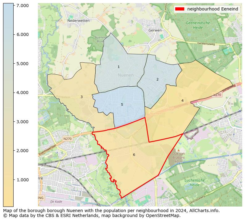 Image of the neighbourhood Eeneind at the map. This image is used as introduction to this page. This page shows a lot of information about the population in the neighbourhood Eeneind (such as the distribution by age groups of the residents, the composition of households, whether inhabitants are natives or Dutch with an immigration background, data about the houses (numbers, types, price development, use, type of property, ...) and more (car ownership, energy consumption, ...) based on open data from the Dutch Central Bureau of Statistics and various other sources!