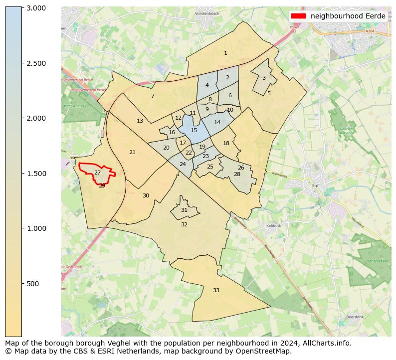 Image of the neighbourhood Eerde at the map. This image is used as introduction to this page. This page shows a lot of information about the population in the neighbourhood Eerde (such as the distribution by age groups of the residents, the composition of households, whether inhabitants are natives or Dutch with an immigration background, data about the houses (numbers, types, price development, use, type of property, ...) and more (car ownership, energy consumption, ...) based on open data from the Dutch Central Bureau of Statistics and various other sources!