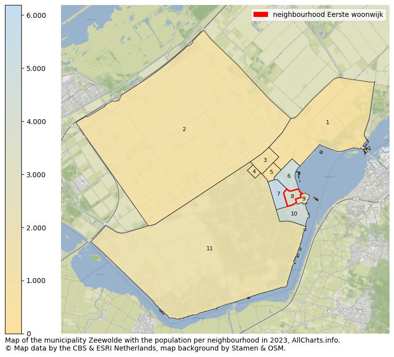 Map of the municipality Zeewolde with the population per neighbourhood in 2023. This page shows a lot of information about residents (such as the distribution by age groups, family composition, gender, native or Dutch with an immigration background, ...), homes (numbers, types, price development, use, type of property, ...) and more (car ownership, energy consumption, ...) based on open data from the Dutch Central Bureau of Statistics and various other sources!