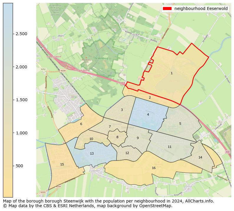 Image of the neighbourhood Eeserwold at the map. This image is used as introduction to this page. This page shows a lot of information about the population in the neighbourhood Eeserwold (such as the distribution by age groups of the residents, the composition of households, whether inhabitants are natives or Dutch with an immigration background, data about the houses (numbers, types, price development, use, type of property, ...) and more (car ownership, energy consumption, ...) based on open data from the Dutch Central Bureau of Statistics and various other sources!