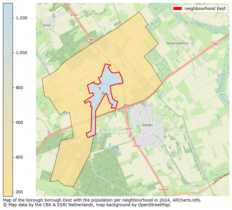 Image of the neighbourhood Eext at the map. This image is used as introduction to this page. This page shows a lot of information about the population in the neighbourhood Eext (such as the distribution by age groups of the residents, the composition of households, whether inhabitants are natives or Dutch with an immigration background, data about the houses (numbers, types, price development, use, type of property, ...) and more (car ownership, energy consumption, ...) based on open data from the Dutch Central Bureau of Statistics and various other sources!