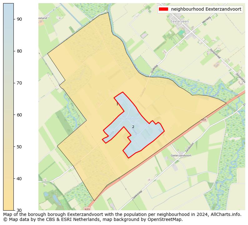 Image of the neighbourhood Eexterzandvoort at the map. This image is used as introduction to this page. This page shows a lot of information about the population in the neighbourhood Eexterzandvoort (such as the distribution by age groups of the residents, the composition of households, whether inhabitants are natives or Dutch with an immigration background, data about the houses (numbers, types, price development, use, type of property, ...) and more (car ownership, energy consumption, ...) based on open data from the Dutch Central Bureau of Statistics and various other sources!