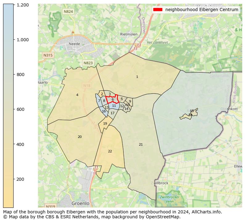 Image of the neighbourhood Eibergen Centrum at the map. This image is used as introduction to this page. This page shows a lot of information about the population in the neighbourhood Eibergen Centrum (such as the distribution by age groups of the residents, the composition of households, whether inhabitants are natives or Dutch with an immigration background, data about the houses (numbers, types, price development, use, type of property, ...) and more (car ownership, energy consumption, ...) based on open data from the Dutch Central Bureau of Statistics and various other sources!