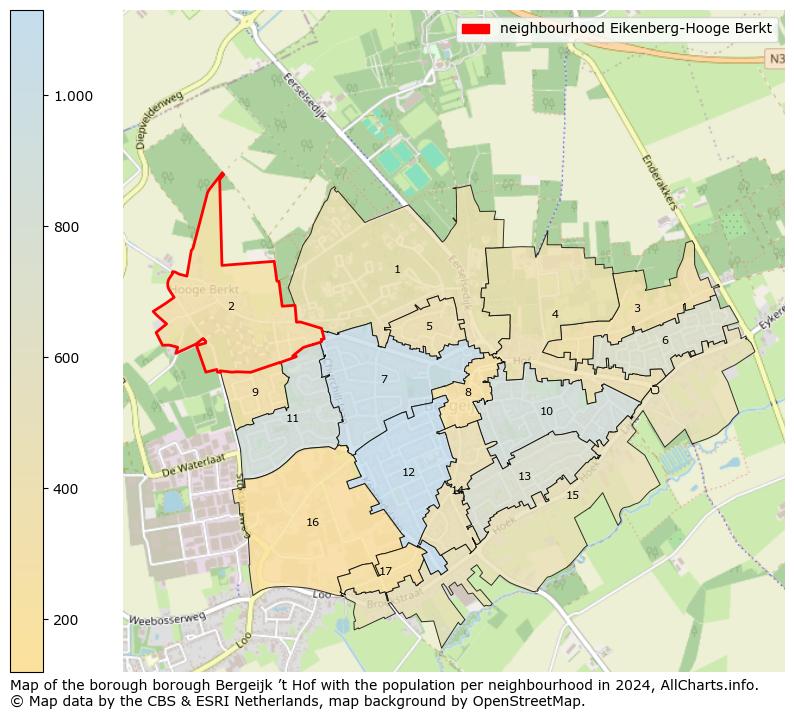 Image of the neighbourhood Eikenberg-Hooge Berkt at the map. This image is used as introduction to this page. This page shows a lot of information about the population in the neighbourhood Eikenberg-Hooge Berkt (such as the distribution by age groups of the residents, the composition of households, whether inhabitants are natives or Dutch with an immigration background, data about the houses (numbers, types, price development, use, type of property, ...) and more (car ownership, energy consumption, ...) based on open data from the Dutch Central Bureau of Statistics and various other sources!