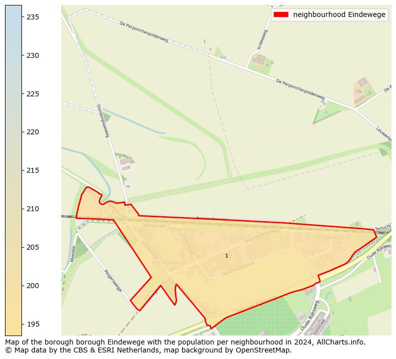 Image of the neighbourhood Eindewege at the map. This image is used as introduction to this page. This page shows a lot of information about the population in the neighbourhood Eindewege (such as the distribution by age groups of the residents, the composition of households, whether inhabitants are natives or Dutch with an immigration background, data about the houses (numbers, types, price development, use, type of property, ...) and more (car ownership, energy consumption, ...) based on open data from the Dutch Central Bureau of Statistics and various other sources!