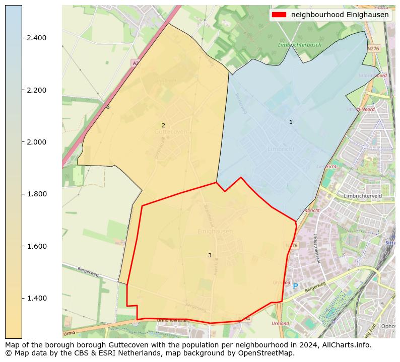 Image of the neighbourhood Einighausen at the map. This image is used as introduction to this page. This page shows a lot of information about the population in the neighbourhood Einighausen (such as the distribution by age groups of the residents, the composition of households, whether inhabitants are natives or Dutch with an immigration background, data about the houses (numbers, types, price development, use, type of property, ...) and more (car ownership, energy consumption, ...) based on open data from the Dutch Central Bureau of Statistics and various other sources!