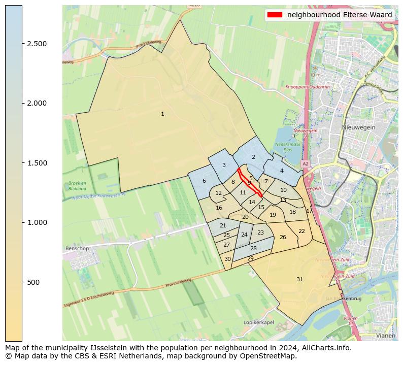 Image of the neighbourhood Eiterse Waard at the map. This image is used as introduction to this page. This page shows a lot of information about the population in the neighbourhood Eiterse Waard (such as the distribution by age groups of the residents, the composition of households, whether inhabitants are natives or Dutch with an immigration background, data about the houses (numbers, types, price development, use, type of property, ...) and more (car ownership, energy consumption, ...) based on open data from the Dutch Central Bureau of Statistics and various other sources!