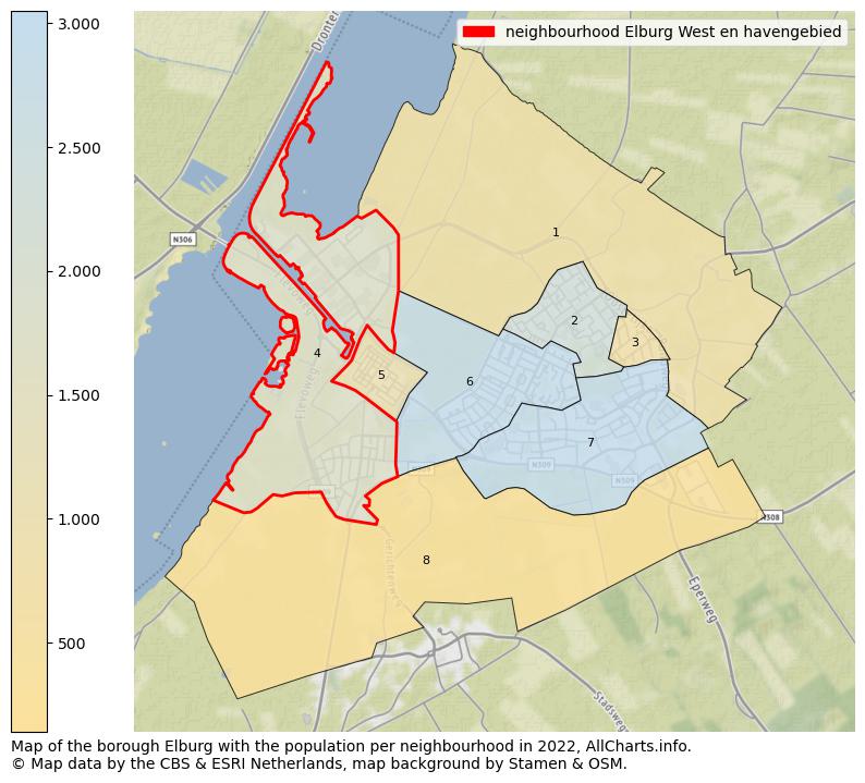 Map of the borough Elburg with the population per neighbourhood in 2022. This page shows a lot of information about residents (such as the distribution by age groups, family composition, gender, native or Dutch with an immigration background, ...), homes (numbers, types, price development, use, type of property, ...) and more (car ownership, energy consumption, ...) based on open data from the Dutch Central Bureau of Statistics and various other sources!