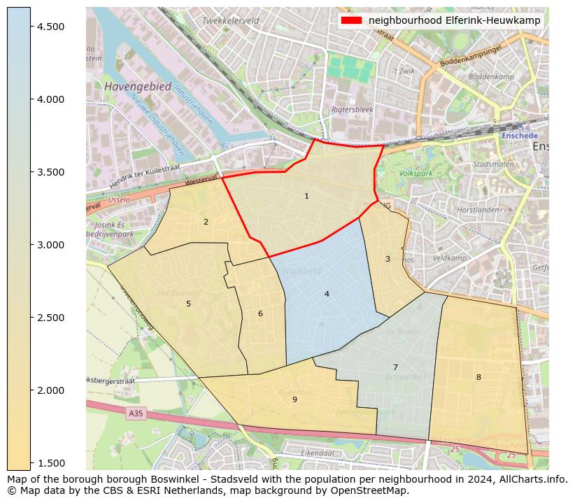 Image of the neighbourhood Elferink-Heuwkamp at the map. This image is used as introduction to this page. This page shows a lot of information about the population in the neighbourhood Elferink-Heuwkamp (such as the distribution by age groups of the residents, the composition of households, whether inhabitants are natives or Dutch with an immigration background, data about the houses (numbers, types, price development, use, type of property, ...) and more (car ownership, energy consumption, ...) based on open data from the Dutch Central Bureau of Statistics and various other sources!