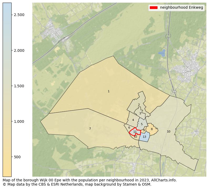 Map of the borough Wijk 00 Epe with the population per neighbourhood in 2022. This page shows a lot of information about residents (such as the distribution by age groups, family composition, gender, native or Dutch with an immigration background, ...), homes (numbers, types, price development, use, type of property, ...) and more (car ownership, energy consumption, ...) based on open data from the Dutch Central Bureau of Statistics and various other sources!