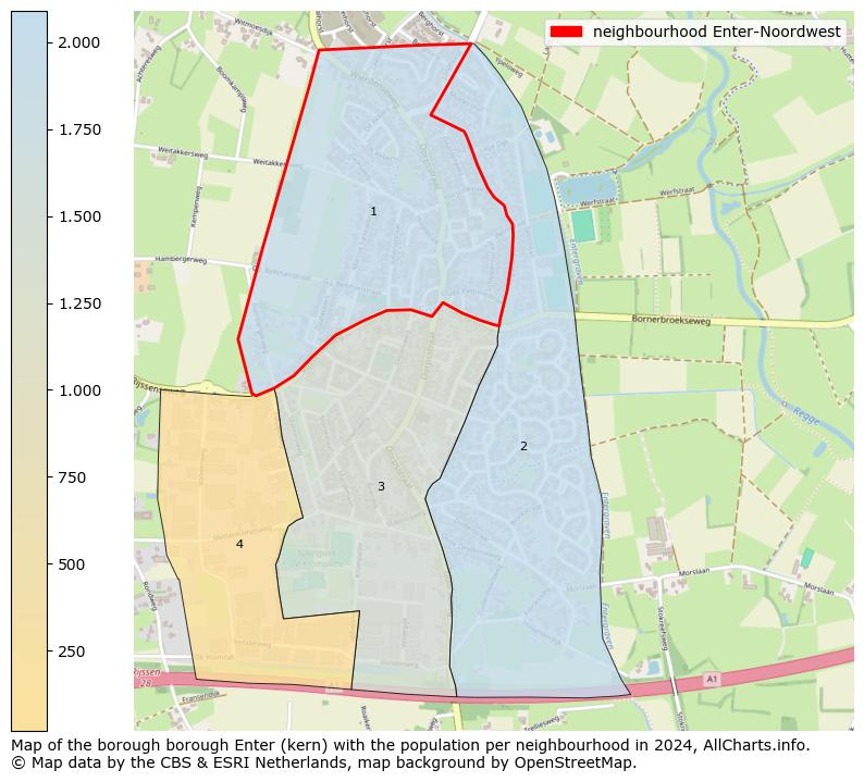 Image of the neighbourhood Enter-Noordwest at the map. This image is used as introduction to this page. This page shows a lot of information about the population in the neighbourhood Enter-Noordwest (such as the distribution by age groups of the residents, the composition of households, whether inhabitants are natives or Dutch with an immigration background, data about the houses (numbers, types, price development, use, type of property, ...) and more (car ownership, energy consumption, ...) based on open data from the Dutch Central Bureau of Statistics and various other sources!