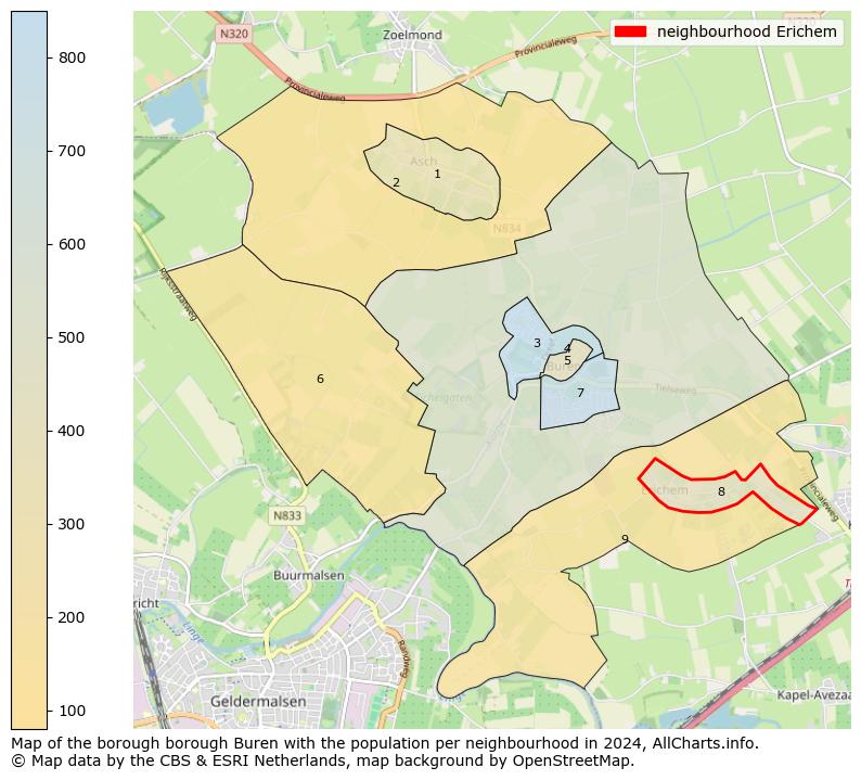 Image of the neighbourhood Erichem at the map. This image is used as introduction to this page. This page shows a lot of information about the population in the neighbourhood Erichem (such as the distribution by age groups of the residents, the composition of households, whether inhabitants are natives or Dutch with an immigration background, data about the houses (numbers, types, price development, use, type of property, ...) and more (car ownership, energy consumption, ...) based on open data from the Dutch Central Bureau of Statistics and various other sources!