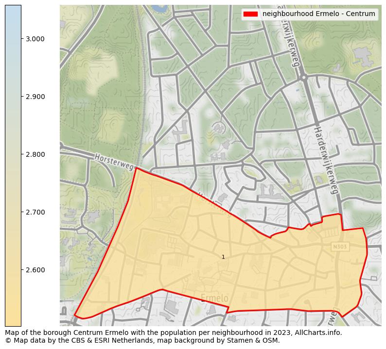 Map of the borough Centrum Ermelo with the population per neighbourhood in 2023. This page shows a lot of information about residents (such as the distribution by age groups, family composition, gender, native or Dutch with an immigration background, ...), homes (numbers, types, price development, use, type of property, ...) and more (car ownership, energy consumption, ...) based on open data from the Dutch Central Bureau of Statistics and various other sources!