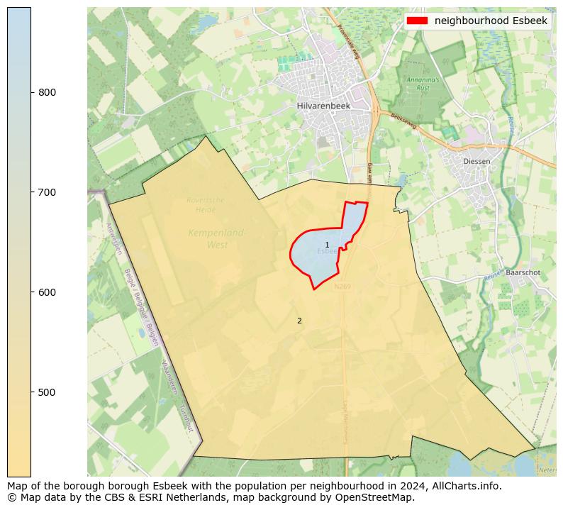 Image of the neighbourhood Esbeek at the map. This image is used as introduction to this page. This page shows a lot of information about the population in the neighbourhood Esbeek (such as the distribution by age groups of the residents, the composition of households, whether inhabitants are natives or Dutch with an immigration background, data about the houses (numbers, types, price development, use, type of property, ...) and more (car ownership, energy consumption, ...) based on open data from the Dutch Central Bureau of Statistics and various other sources!