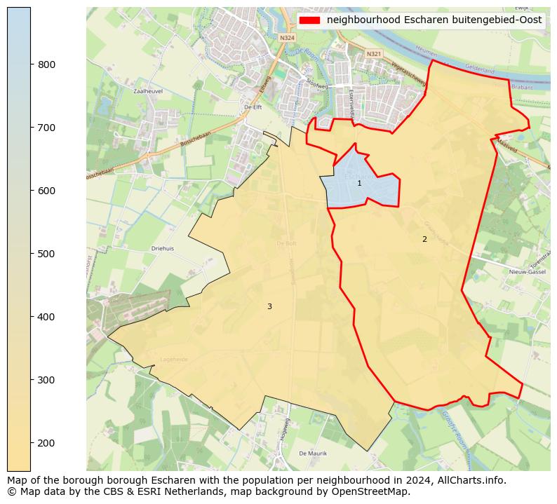 Image of the neighbourhood Escharen buitengebied-Oost at the map. This image is used as introduction to this page. This page shows a lot of information about the population in the neighbourhood Escharen buitengebied-Oost (such as the distribution by age groups of the residents, the composition of households, whether inhabitants are natives or Dutch with an immigration background, data about the houses (numbers, types, price development, use, type of property, ...) and more (car ownership, energy consumption, ...) based on open data from the Dutch Central Bureau of Statistics and various other sources!