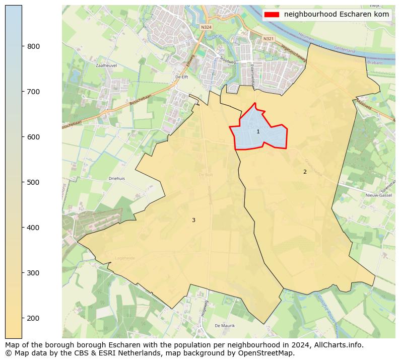 Image of the neighbourhood Escharen kom at the map. This image is used as introduction to this page. This page shows a lot of information about the population in the neighbourhood Escharen kom (such as the distribution by age groups of the residents, the composition of households, whether inhabitants are natives or Dutch with an immigration background, data about the houses (numbers, types, price development, use, type of property, ...) and more (car ownership, energy consumption, ...) based on open data from the Dutch Central Bureau of Statistics and various other sources!