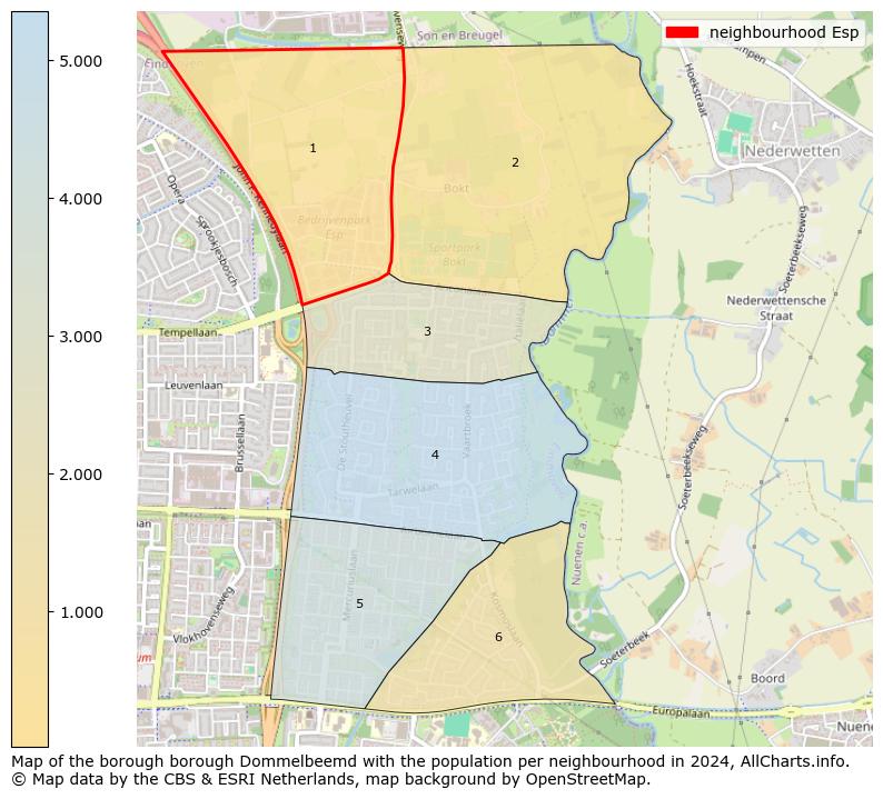 Image of the neighbourhood Esp at the map. This image is used as introduction to this page. This page shows a lot of information about the population in the neighbourhood Esp (such as the distribution by age groups of the residents, the composition of households, whether inhabitants are natives or Dutch with an immigration background, data about the houses (numbers, types, price development, use, type of property, ...) and more (car ownership, energy consumption, ...) based on open data from the Dutch Central Bureau of Statistics and various other sources!