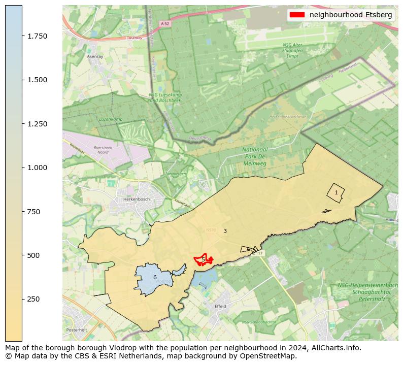 Image of the neighbourhood Etsberg at the map. This image is used as introduction to this page. This page shows a lot of information about the population in the neighbourhood Etsberg (such as the distribution by age groups of the residents, the composition of households, whether inhabitants are natives or Dutch with an immigration background, data about the houses (numbers, types, price development, use, type of property, ...) and more (car ownership, energy consumption, ...) based on open data from the Dutch Central Bureau of Statistics and various other sources!