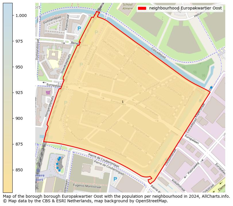 Image of the neighbourhood Europakwartier Oost at the map. This image is used as introduction to this page. This page shows a lot of information about the population in the neighbourhood Europakwartier Oost (such as the distribution by age groups of the residents, the composition of households, whether inhabitants are natives or Dutch with an immigration background, data about the houses (numbers, types, price development, use, type of property, ...) and more (car ownership, energy consumption, ...) based on open data from the Dutch Central Bureau of Statistics and various other sources!