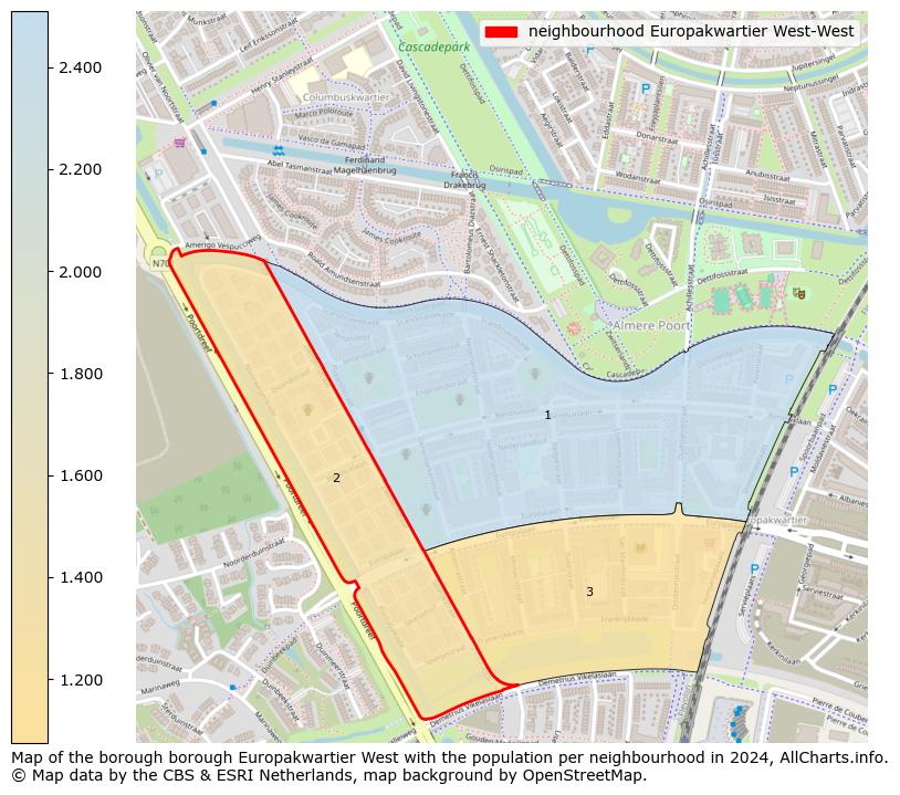 Image of the neighbourhood Europakwartier West-West at the map. This image is used as introduction to this page. This page shows a lot of information about the population in the neighbourhood Europakwartier West-West (such as the distribution by age groups of the residents, the composition of households, whether inhabitants are natives or Dutch with an immigration background, data about the houses (numbers, types, price development, use, type of property, ...) and more (car ownership, energy consumption, ...) based on open data from the Dutch Central Bureau of Statistics and various other sources!