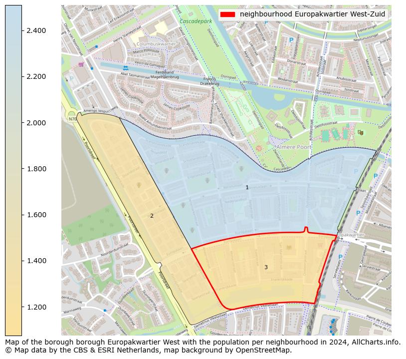 Image of the neighbourhood Europakwartier West-Zuid at the map. This image is used as introduction to this page. This page shows a lot of information about the population in the neighbourhood Europakwartier West-Zuid (such as the distribution by age groups of the residents, the composition of households, whether inhabitants are natives or Dutch with an immigration background, data about the houses (numbers, types, price development, use, type of property, ...) and more (car ownership, energy consumption, ...) based on open data from the Dutch Central Bureau of Statistics and various other sources!