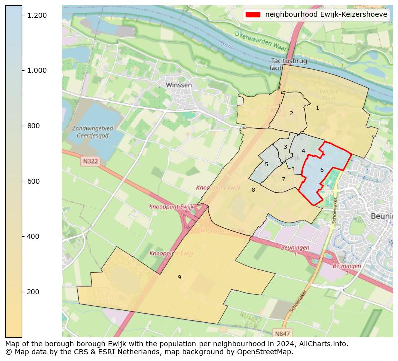 Image of the neighbourhood Ewijk-Keizershoeve at the map. This image is used as introduction to this page. This page shows a lot of information about the population in the neighbourhood Ewijk-Keizershoeve (such as the distribution by age groups of the residents, the composition of households, whether inhabitants are natives or Dutch with an immigration background, data about the houses (numbers, types, price development, use, type of property, ...) and more (car ownership, energy consumption, ...) based on open data from the Dutch Central Bureau of Statistics and various other sources!