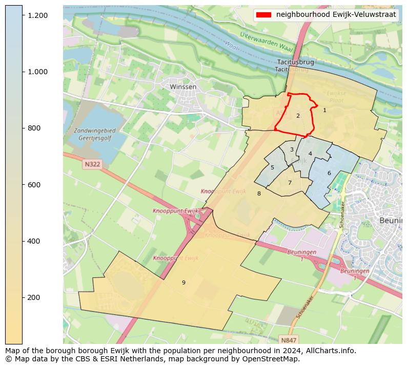 Image of the neighbourhood Ewijk-Veluwstraat at the map. This image is used as introduction to this page. This page shows a lot of information about the population in the neighbourhood Ewijk-Veluwstraat (such as the distribution by age groups of the residents, the composition of households, whether inhabitants are natives or Dutch with an immigration background, data about the houses (numbers, types, price development, use, type of property, ...) and more (car ownership, energy consumption, ...) based on open data from the Dutch Central Bureau of Statistics and various other sources!