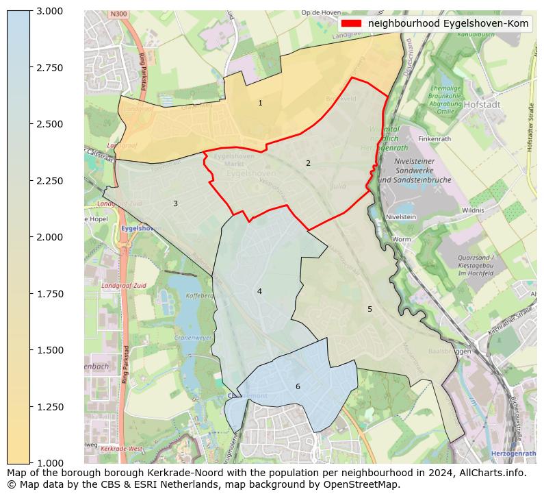 Image of the neighbourhood Eygelshoven-Kom at the map. This image is used as introduction to this page. This page shows a lot of information about the population in the neighbourhood Eygelshoven-Kom (such as the distribution by age groups of the residents, the composition of households, whether inhabitants are natives or Dutch with an immigration background, data about the houses (numbers, types, price development, use, type of property, ...) and more (car ownership, energy consumption, ...) based on open data from the Dutch Central Bureau of Statistics and various other sources!