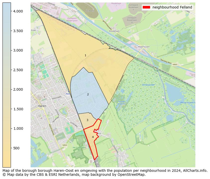 Image of the neighbourhood Felland at the map. This image is used as introduction to this page. This page shows a lot of information about the population in the neighbourhood Felland (such as the distribution by age groups of the residents, the composition of households, whether inhabitants are natives or Dutch with an immigration background, data about the houses (numbers, types, price development, use, type of property, ...) and more (car ownership, energy consumption, ...) based on open data from the Dutch Central Bureau of Statistics and various other sources!