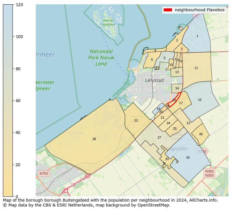 Image of the neighbourhood Flevobos at the map. This image is used as introduction to this page. This page shows a lot of information about the population in the neighbourhood Flevobos (such as the distribution by age groups of the residents, the composition of households, whether inhabitants are natives or Dutch with an immigration background, data about the houses (numbers, types, price development, use, type of property, ...) and more (car ownership, energy consumption, ...) based on open data from the Dutch Central Bureau of Statistics and various other sources!