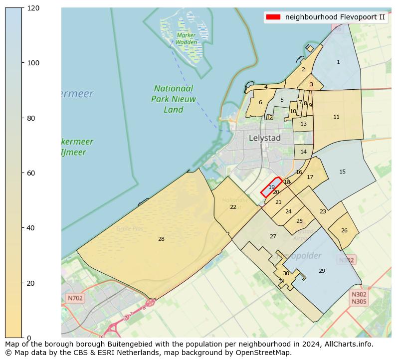 Image of the neighbourhood Flevopoort II at the map. This image is used as introduction to this page. This page shows a lot of information about the population in the neighbourhood Flevopoort II (such as the distribution by age groups of the residents, the composition of households, whether inhabitants are natives or Dutch with an immigration background, data about the houses (numbers, types, price development, use, type of property, ...) and more (car ownership, energy consumption, ...) based on open data from the Dutch Central Bureau of Statistics and various other sources!